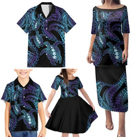 Polynesia Sea Turtle Day Family Matching Puletasi and Hawaiian Shirt Tribal Honu Plumeria Polynesian Pattern