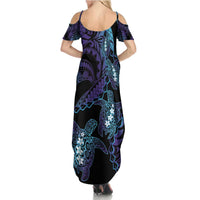 Polynesia Sea Turtle Day Family Matching Summer Maxi Dress and Hawaiian Shirt Tribal Honu Plumeria Polynesian Pattern
