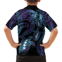 Polynesia Sea Turtle Day Kid Hawaiian Shirt Tribal Honu Plumeria Polynesian Pattern