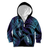 Polynesia Sea Turtle Day Kid Hoodie Tribal Honu Plumeria Polynesian Pattern