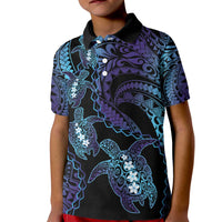Polynesia Sea Turtle Day Kid Polo Shirt Tribal Honu Plumeria Polynesian Pattern