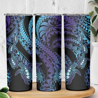 Polynesia Sea Turtle Day Skinny Tumbler Tribal Honu Plumeria Polynesian Pattern
