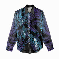 Polynesia Sea Turtle Day Women Casual Shirt Tribal Honu Plumeria Polynesian Pattern