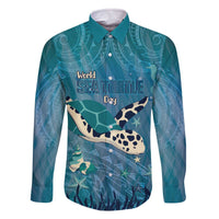 World Sea Turtle Day Polynesia Family Matching Off The Shoulder Long Sleeve Dress and Hawaiian Shirt Go With The Flow