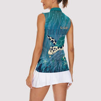 World Sea Turtle Day Polynesia Women Sleeveless Polo Shirt Go With The Flow