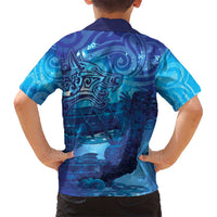 Kuri New Zealand Matariki Family Matching Off Shoulder Short Dress and Hawaiian Shirt Aotearoa Dog Waka Maori New Year Galaxy Vibes LT14 - Polynesian Pride