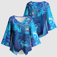 Kuri New Zealand Matariki Kimono Sleeve Blouse Aotearoa Dog Waka Maori New Year Galaxy Vibes LT14 - Polynesian Pride
