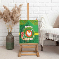 Personalized Manu'a Cession Day Canvas Wall Art Tropical Flowers With Polynesian Pattern