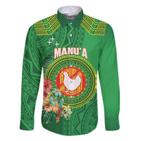 Personalized Manu'a Cession Day Family Matching Long Sleeve Bodycon Dress and Hawaiian Shirt Tropical Flowers With Polynesian Pattern
