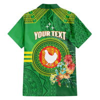 Personalized Manu'a Cession Day Family Matching Off The Shoulder Long Sleeve Dress and Hawaiian Shirt Tropical Flowers With Polynesian Pattern