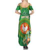 Personalized Manu'a Cession Day Family Matching Summer Maxi Dress and Hawaiian Shirt Tropical Flowers With Polynesian Pattern