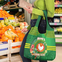 Personalized Manu'a Cession Day Grocery Bag Tropical Flowers With Polynesian Pattern
