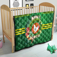 Personalized Manu'a Cession Day Quilt Tropical Flowers With Polynesian Pattern
