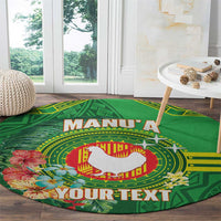 Personalized Manu'a Cession Day Round Carpet Tropical Flowers With Polynesian Pattern