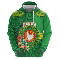 Personalized Manu'a Cession Day Zip Hoodie Tropical Flowers With Polynesian Pattern LT14 - Polynesian Pride