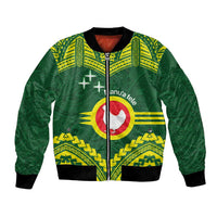 Manu'a Flag Day Bomber Jacket Polynesian Pattern National Color Proud LT14 Unisex Green - Polynesian Pride
