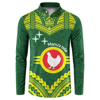 Manu'a Flag Day Button Sweatshirt Polynesian Pattern National Color Proud LT14 Green - Polynesian Pride
