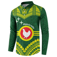 Manu'a Flag Day Button Sweatshirt Polynesian Pattern National Color Proud LT14 - Polynesian Pride