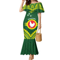 Manu'a Flag Day Family Matching Mermaid Dress and Hawaiian Shirt Polynesian Pattern National Color Proud LT14 Mom's Dress Green - Polynesian Pride