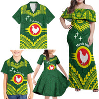 Manu'a Flag Day Family Matching Off Shoulder Maxi Dress and Hawaiian Shirt Polynesian Pattern National Color Proud LT14 - Polynesian Pride