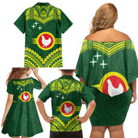 Manu'a Flag Day Family Matching Off Shoulder Short Dress and Hawaiian Shirt Polynesian Pattern National Color Proud LT14 - Polynesian Pride