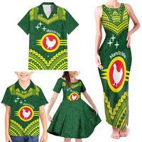Manu'a Flag Day Family Matching Tank Maxi Dress and Hawaiian Shirt Polynesian Pattern National Color Proud