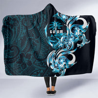 Asut Guam Chamorro Hooded Blanket Guahan Seal Tattoo LT14 One Size Blue - Polynesian Pride