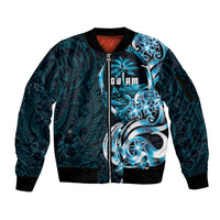 Asut Guam Chamorro Sleeve Zip Bomber Jacket Guahan Seal Tattoo LT14 Unisex Blue - Polynesian Pride