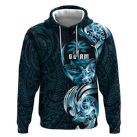 Asut Guam Chamorro Zip Hoodie Guahan Seal Tattoo LT14 Pullover Hoodie Blue - Polynesian Pride