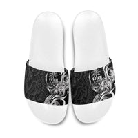 Attelong Guam Chamorro Slide Sandals Guahan Seal Tattoo LT14 Black - Polynesian Pride