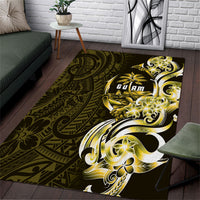 Amariyu Guam Chamorro Area Rug Guahan Seal Tattoo LT14 Yellow - Polynesian Pride