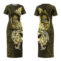 Amariyu Guam Chamorro Couples Matching Short Sleeve Bodycon Dress and Hawaiian Shirt Guahan Seal Tattoo LT14 - Polynesian Pride