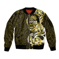 Amariyu Guam Chamorro Sleeve Zip Bomber Jacket Guahan Seal Tattoo LT14 Unisex Yellow - Polynesian Pride