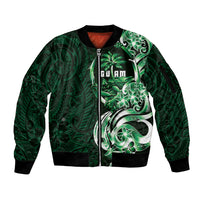 Betde Guam Chamorro Sleeve Zip Bomber Jacket Guahan Seal Tattoo LT14 Unisex Green - Polynesian Pride