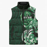 Betde Guam Chamorro Sleeveless Puffer Jacket Guahan Seal Tattoo LT14 Unisex Green - Polynesian Pride