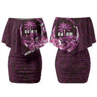 Kulot Di Rosa Guam Chamorro Couples Matching Off Shoulder Short Dress and Hawaiian Shirt Guahan Seal Tattoo LT14 - Polynesian Pride