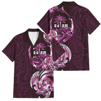 Kulot Di Rosa Guam Chamorro Family Matching Summer Maxi Dress and Hawaiian Shirt Guahan Seal Tattoo LT14 Dad's Shirt - Short Sleeve Pink - Polynesian Pride