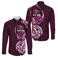 Kulot Di Rosa Guam Chamorro Family Matching Summer Maxi Dress and Hawaiian Shirt Guahan Seal Tattoo LT14 Dad's Shirt - Long Sleeve Pink - Polynesian Pride