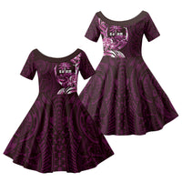 Kulot Di Rosa Guam Chamorro Family Matching Summer Maxi Dress and Hawaiian Shirt Guahan Seal Tattoo LT14 Daughter's Dress Pink - Polynesian Pride