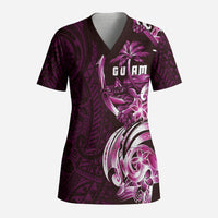 Kulot Di Rosa Guam Chamorro Scrub Top Guahan Seal Tattoo LT14 Adult Pink - Polynesian Pride