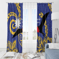 Nauru Angam Day Window Curtain Naoero Frigate Bird Polynesian Pattern