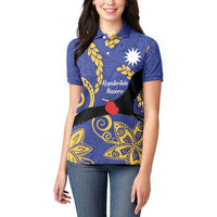Nauru Angam Day Women Polo Shirt Naoero Frigate Bird Polynesian Pattern