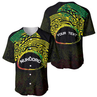 Personalised Nukuoro Atoll Baseball Jersey Polynesian Tattoo Curves Reggae Version