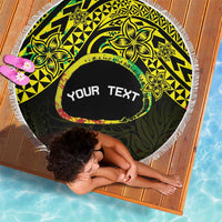Personalised Nukuoro Atoll Beach Blanket Polynesian Tattoo Curves Reggae Version