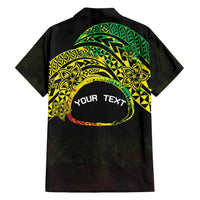Personalised Nukuoro Atoll Family Matching Long Sleeve Bodycon Dress and Hawaiian Shirt Polynesian Tattoo Curves Reggae Version LT14 - Polynesian Pride