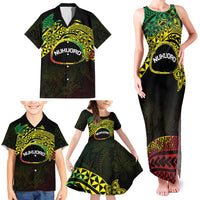 Personalised Nukuoro Atoll Family Matching Tank Maxi Dress and Hawaiian Shirt Polynesian Tattoo Curves Reggae Version