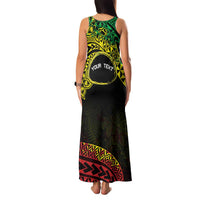 Personalised Nukuoro Atoll Family Matching Tank Maxi Dress and Hawaiian Shirt Polynesian Tattoo Curves Reggae Version