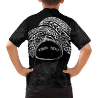 Personalised Pohnpei Nukuoro Micronesia Family Matching Puletasi and Hawaiian Shirt Polynesian Tattoo Curves Black Version