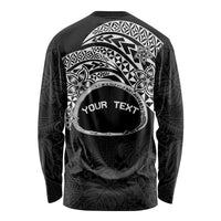 Personalised Pohnpei Nukuoro Micronesia Long Sleeve Shirt Polynesian Tattoo Curves Black Version