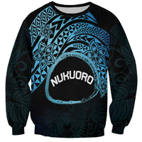 Personalised Pohnpei Nukuoro Micronesia Sweatshirt Polynesian Tattoo Curves Blue Version